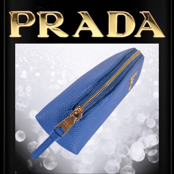 Prada Contenitore Cobalto Blue Vitello Daino Case - Picture 3 of 5